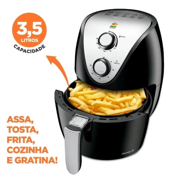 Fritadeira Elétrica Mondial Inox Iv Af-30-i Air Fryer-127v-preto/inox