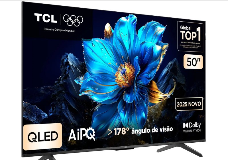 Smart TV 50″ TCL 4K UHD QLED 50P7K Google TV AiPQ Google Assistente 3 HDMI